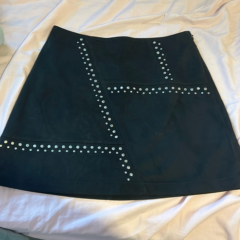 Black suede express mini skirt